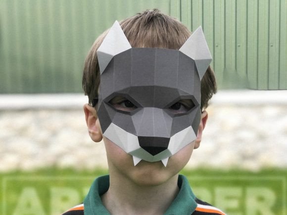 Download Wolf 3D Kids Half Mask - Mask Collection