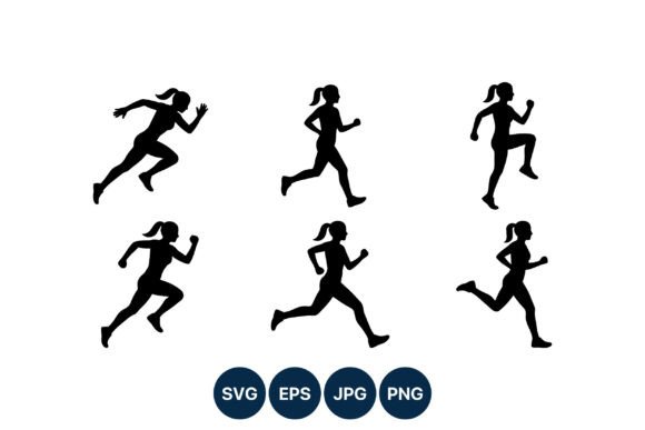 Download Female Runner Silhouette Vector Set - Female Collection