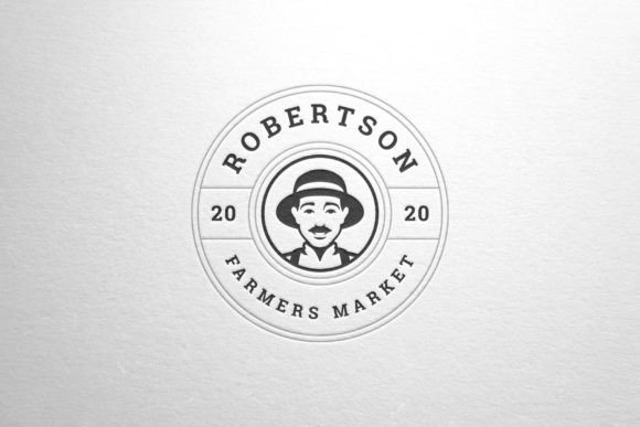 Download Smiling Male Farmer Head Retro Logo - Retro logo Collection