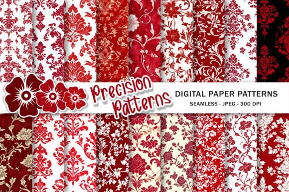 Download Red and White Floral Damask Scrapbooking - Mask Collection
